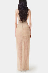 Inina Lace Corset One Shoulder Maxi Dress - Beige