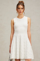 Jasmine white star-pattern knitted mini dress
