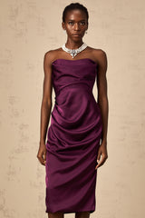 Chloé purple ruched satin midi dress