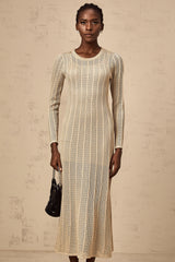 Honorine khaki fitted knit midi dress