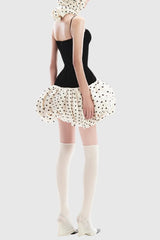 Jamara Bow Embellished Puff Dot Mini Dress