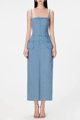 Hullar Denim String Midi Dress