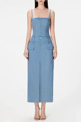 Hullar Denim String Midi Dress