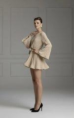 Elegant Pleated Flare Mini Dress