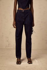 Danaé blue high-rise pleated-detail jeans
