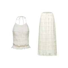 Alyssa pleated top & skirt matching set