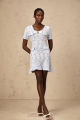Éloïse blue checked knit mini dress