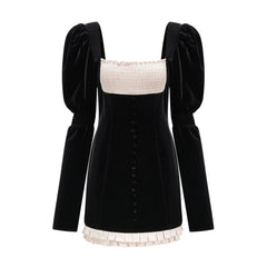 Coralie long-sleeved velvet mini dress