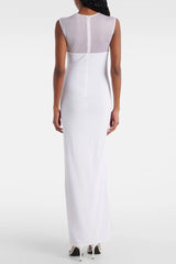 Carmina Mesh Paneled Maxi Bandage Dress - White