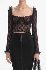 Meghn Lace Ruffle Top