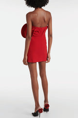 Luciana Floral Appliqué Strapless Mini Dress