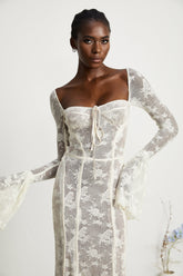 Marlene flared lace maxi dress in White