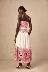 Béatrice pink cut-out embroidered midi dress