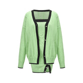 Chava green knitted cardigan & dress matching set