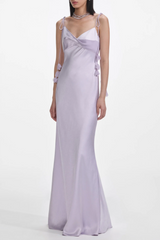 Bahari Floral Ribbon Satin Maxi Dress