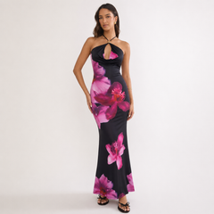 Tallis Asymmetric Maxi Dress Brown