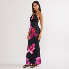 Tallis Asymmetric Maxi Dress Brown