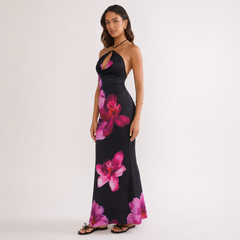 Tallis Asymmetric Maxi Dress Brown