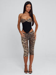 Eira Leopard Sequin Capri Pants