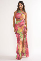 Marvella Cut Out Maxi Dress Red Multi
