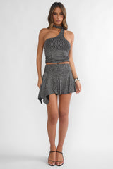Vespera Mini Skirt Silver Black