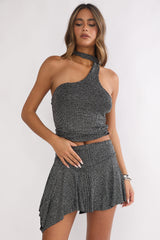 Vespera Mini Skirt Silver Black