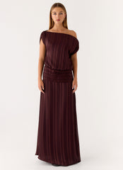 Rexi One Shoulder Maxi Dress Burgundy