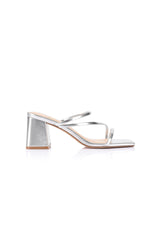 Stanford Block Heel Mules Silver