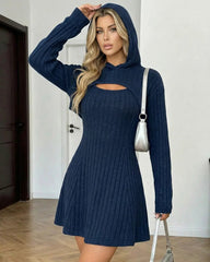Ribbed Hooded Mini Set Navy