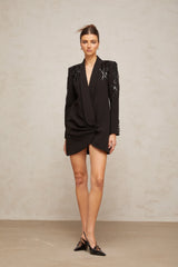 Éléna embellished sequined blazer dress in Black