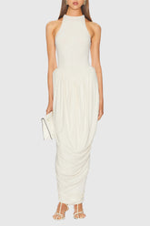 Doyle Sleeveless Ruched Maxi Dress - White
