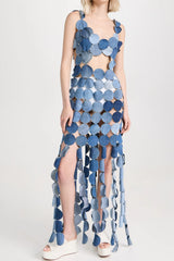 Charlie Laser-cut Denim Maxi Dress