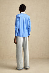 Émilie blue rhinestone color-block shirt