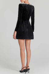 Lilay Diamante Square Collar Mini Bandage Dress - Black