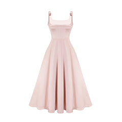 Coralie pink bowknot pleated midi dress