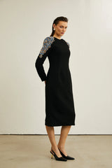 Maëlys black crystal-embellished midi dress