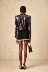 Diane black faux-leather double-breasted jacket