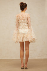Airelle floral-print sheer flared mini dress