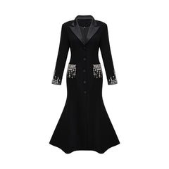 Diane black embellished maxi blazer dress