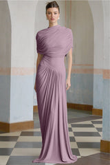 Catherine asymmetric pleated maxi dress in Purple