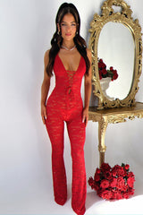 Alfonzo Lace Jumpsuit Red