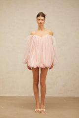 Avril layered bubble tulle mini dress in Pink