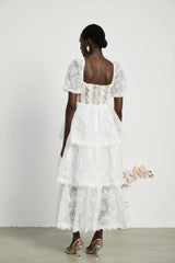 Mélisande white lace tiered maxi dress