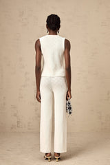 Clothilde white knitted top & trousers matching set