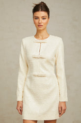 Angélique white sequined tweed mini dress