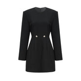 Magali black hourglass shoulder-padded mini dress