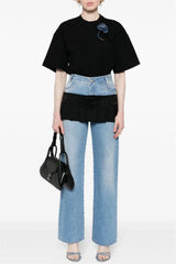 Adrienne Ruched Floral T-shirt - Black
