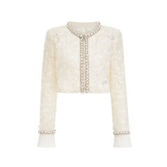 Madeleine floral faux-pearl trim jacket