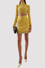 Deirdre Diamante Embellished Two Piece Set - Yellow