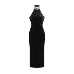 Caisa embellished turtle-neck black dress